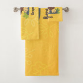 Verbazingwekkende, grappige, bruine cartoon afbeel bad handdoek (Insitu)