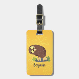 Verbazingwekkende, grappige, bruine cartoon afbeel bagagelabel