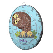 Verbazingwekkende, grappige, bruine cartoon afbeel dartbord (Voorkant Rechts)