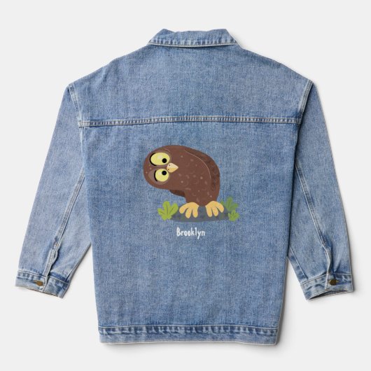 Verbazingwekkende, grappige, bruine cartoon afbeel denim jacket (Achterkant)