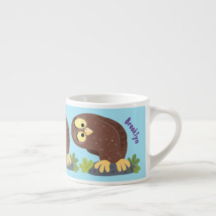 Verbazingwekkende, grappige, bruine cartoon afbeel espresso kop