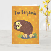 Verbazingwekkende, grappige, bruine cartoon afbeel kaart (Gele Bloem)