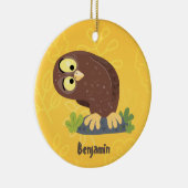 Verbazingwekkende, grappige, bruine cartoon afbeel keramisch ornament (Rechts)