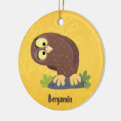 Verbazingwekkende, grappige, bruine cartoon afbeel keramisch ornament (Links)