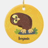 Verbazingwekkende, grappige, bruine cartoon afbeel keramisch ornament (Achterkant)