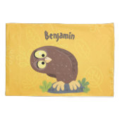 Verbazingwekkende, grappige, bruine cartoon afbeel kussensloop (Achterkant)