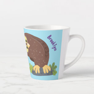 Verbazingwekkende, grappige, bruine cartoon afbeel latte mok