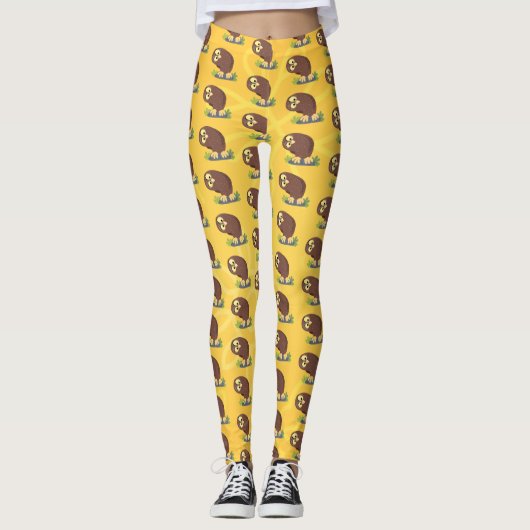 Verbazingwekkende, grappige, bruine cartoon afbeel leggings (Voorkant)