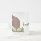 Verbazingwekkende, grappige, bruine cartoon afbeel matglas koffiemok (Voorkant links)