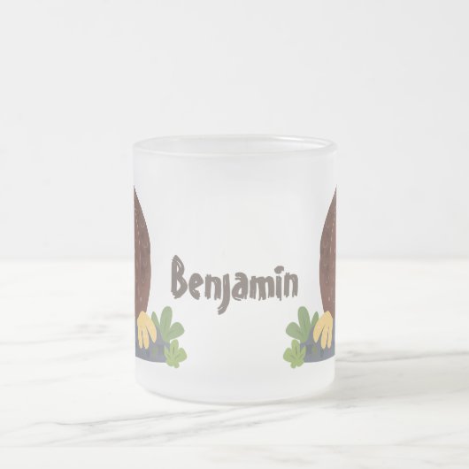 Verbazingwekkende, grappige, bruine cartoon afbeel matglas koffiemok (Center)