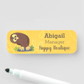 Verbazingwekkende, grappige, bruine cartoon afbeel naamplaatje (In situ)