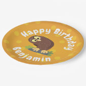 Verbazingwekkende, grappige, bruine cartoon afbeel papieren bordje (Gekanteld)