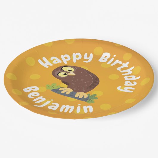 Verbazingwekkende, grappige, bruine cartoon afbeel papieren bordje (Gekanteld)