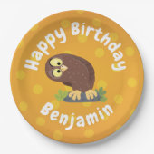 Verbazingwekkende, grappige, bruine cartoon afbeel papieren bordje (Voorkant)