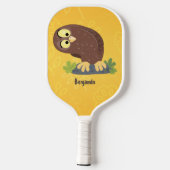Verbazingwekkende, grappige, bruine cartoon afbeel pickleball paddle (Achterkant)