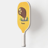 Verbazingwekkende, grappige, bruine cartoon afbeel pickleball paddle (Links)