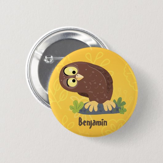 Verbazingwekkende, grappige, bruine cartoon afbeel ronde button 5,7 cm (Voorkant /achterkant)