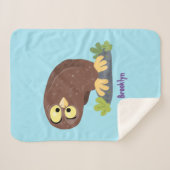 Verbazingwekkende, grappige, bruine cartoon afbeel sherpa deken (Voorkant (horizontaal))