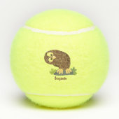 Verbazingwekkende, grappige, bruine cartoon afbeel tennisballen (Achterkant)