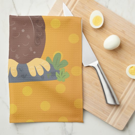 Verbazingwekkende, grappige, bruine cartoon afbeel theedoek (Quarter Fold)