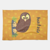 Verbazingwekkende, grappige, bruine cartoon afbeel theedoek (Horizontaal)