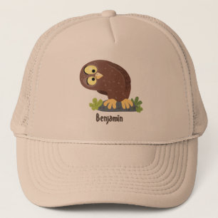 Verbazingwekkende, grappige, bruine cartoon afbeel trucker pet