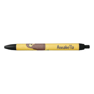 Verbazingwekkende, grappige, bruine cartoon afbeel zwarte inkt pen