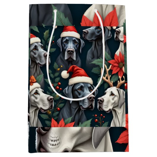 Verbazingwekkende Great Dane Kerstcadeautas Medium Cadeauzakje (Voorkant)