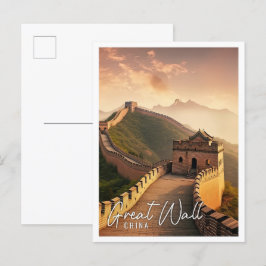 Verbazingwekkende Grote Muur van China mistige och Briefkaart