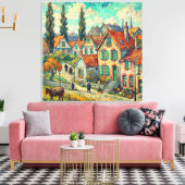 Verbazingwekkende huizen in Auvers - Vincent van G Canvas Afdruk (Insitu (Woonkamer))