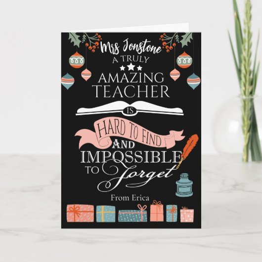 Verbazingwekkende Kerstleraar Dank u kaart (Voorkant)