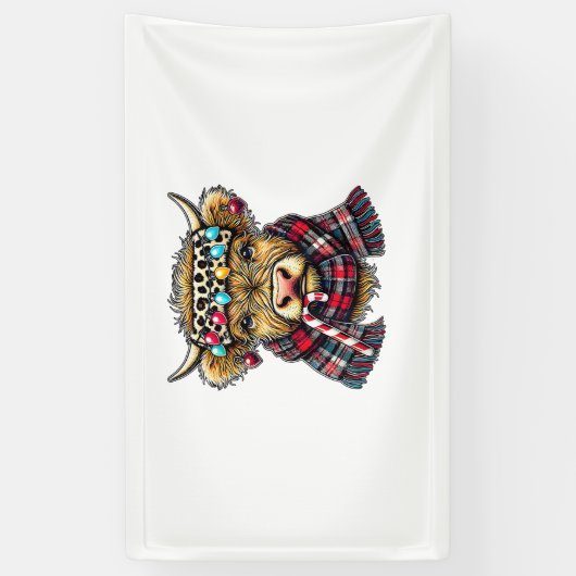 Verbazingwekkende kerstverlichting in de Highland  Spandoek (Verticaal)