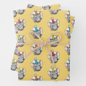 Verbazingwekkende kleine muizen in 'Birthday' Pett Inpakpapier Vel (In situ)