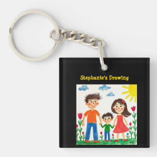 Verbazingwekkende kunstwerk kind aan deze zwarte sleutelhanger