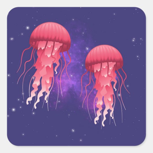 Verbazingwekkende kwal in de ruimte vierkante sticker (Voorkant)