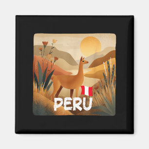 Verbazingwekkende Lama in Peru Kleuren Kostuum Magneet
