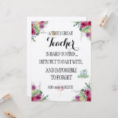 Verbazingwekkende leraar Dank u wel Kaart (Voorkant / Achterkant in situ)