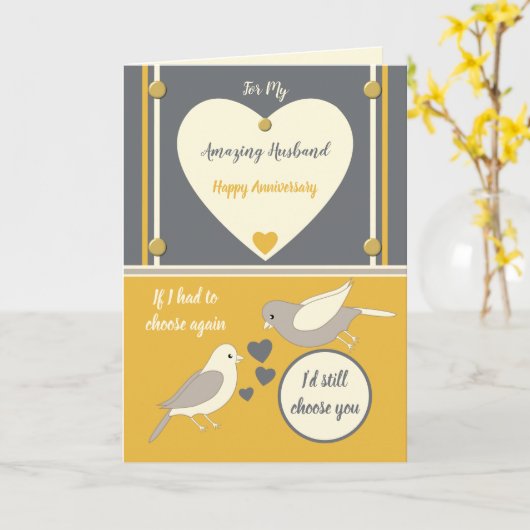 Verbazingwekkende man grijs sinaasappel bruiloft J Kaart (Gele Bloem)