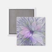 Verbazingwekkende moderne abstracte fractale bloem magneet (Voorkant / Achterkant)