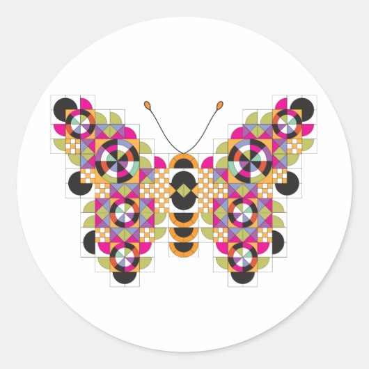 Verbazingwekkende Monarch Vlinder Quilt Pattern St Ronde Sticker (Voorkant)
