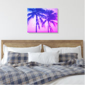 Verbazingwekkende neon roze zonsondergang palmboom canvas afdruk (Insitu (Slaapkamer))