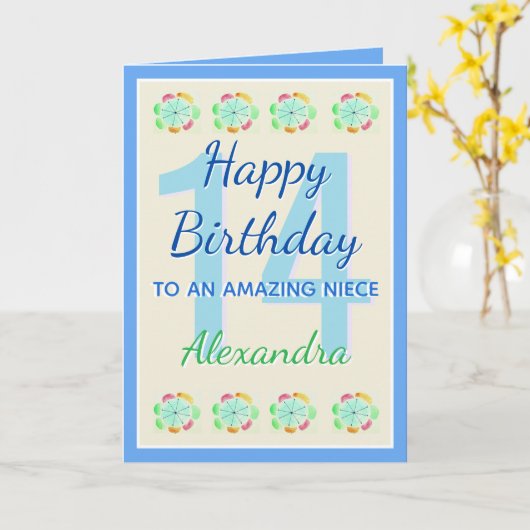 Verbazingwekkende Niece 14 Matig Keepasje Birthday Kaart (Gele Bloem)