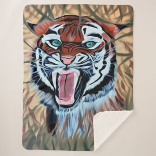 Verbazingwekkende oogtijger op struiken sherpa deken