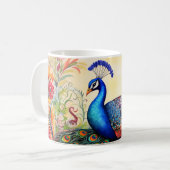 Verbazingwekkende op maat gemaakte monogram pauwen koffiemok (Voorkant links)