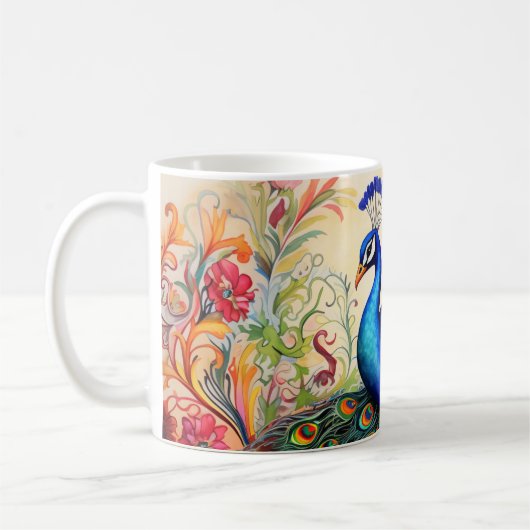 Verbazingwekkende op maat gemaakte monogram pauwen koffiemok (Links)