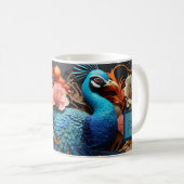 Verbazingwekkende op maat gemaakte monogram pauwen koffiemok (Voorkant rechts)