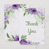 verbazingwekkende paarse bloemen groen botanisch bedankkaart (Voorkant / Achterkant)