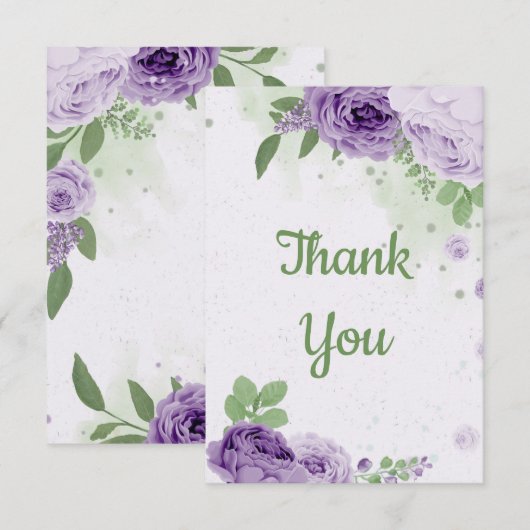 verbazingwekkende paarse bloemen groen botanisch bedankkaart (Voorkant / Achterkant)