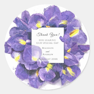 Verbazingwekkende Paarse Irisse Waterverf Floral b Ronde Sticker
