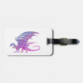 Verbazingwekkende Paarse mozaïekdraak op wit Bagagelabel (Achterkant horizontaal)